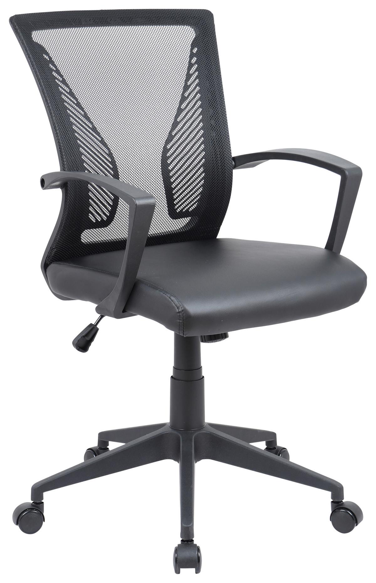 Drehstuhl Offilo Pu - Schwarz, KONVENTIONELL, Kunststoff/Metall (48/92/46cm)