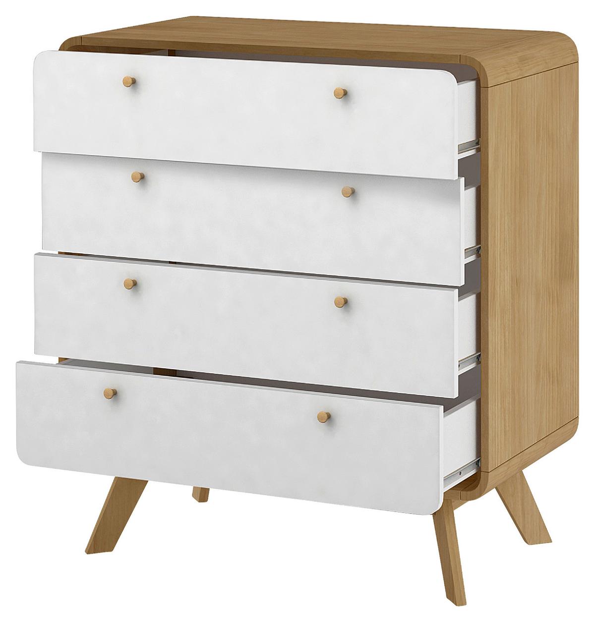 Kommode Cassie Weiß/Eichefarben 80 cm - Eichefarben/Weiß, Design, Holzwerkstoff (80/88/39cm) - MID.YOU