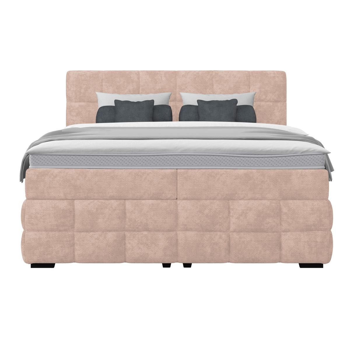 Čalouněná postel VEGA 180x200 cm, krémová - černá/béžová, Trend, dřevo/textil (180/200cm)