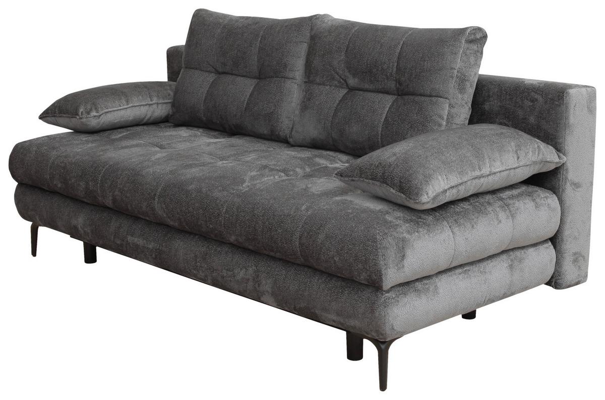Schlafsofa Perla Graphitfarben B: 203 cm - Schwarz/Graphitfarben, KONVENTIONELL, Textil (203/94/96cm)