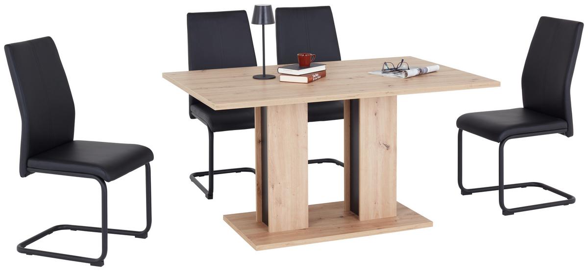 JEDÁLENSKÝ STÔL ARON 138 - čierna/dub artisan, Konventionell, kompozitné drevo (138/74/90cm)