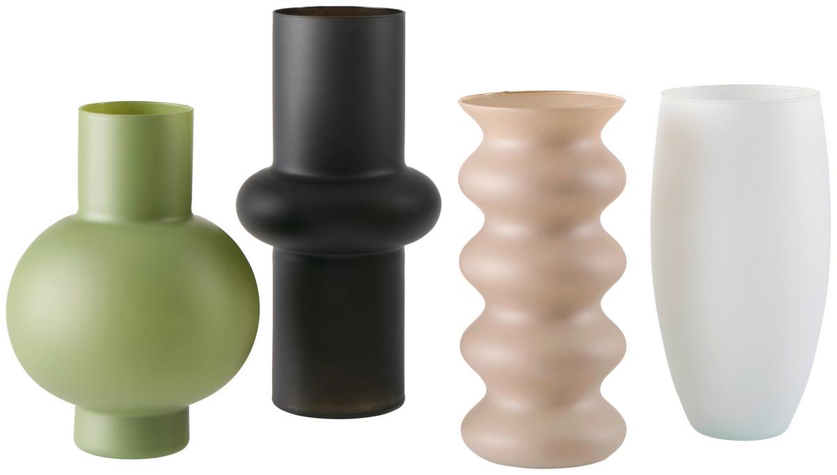 Vase Anna - Salbeigrün/Beigebraun, KONVENTIONELL, Glas - James Wood