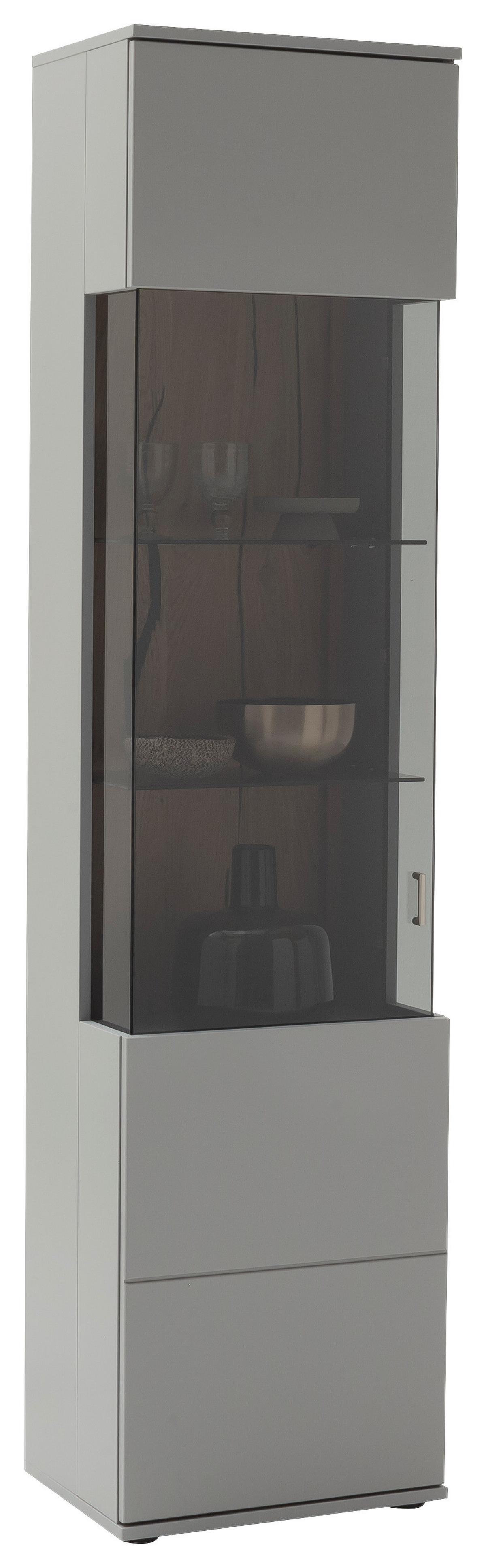 Vitrine Sevilla B: 50 cm Grau/Eichefarben - Eichefarben/Schwarz, Design, Glas/Holzwerkstoff (50/207/38cm) - MID.YOU