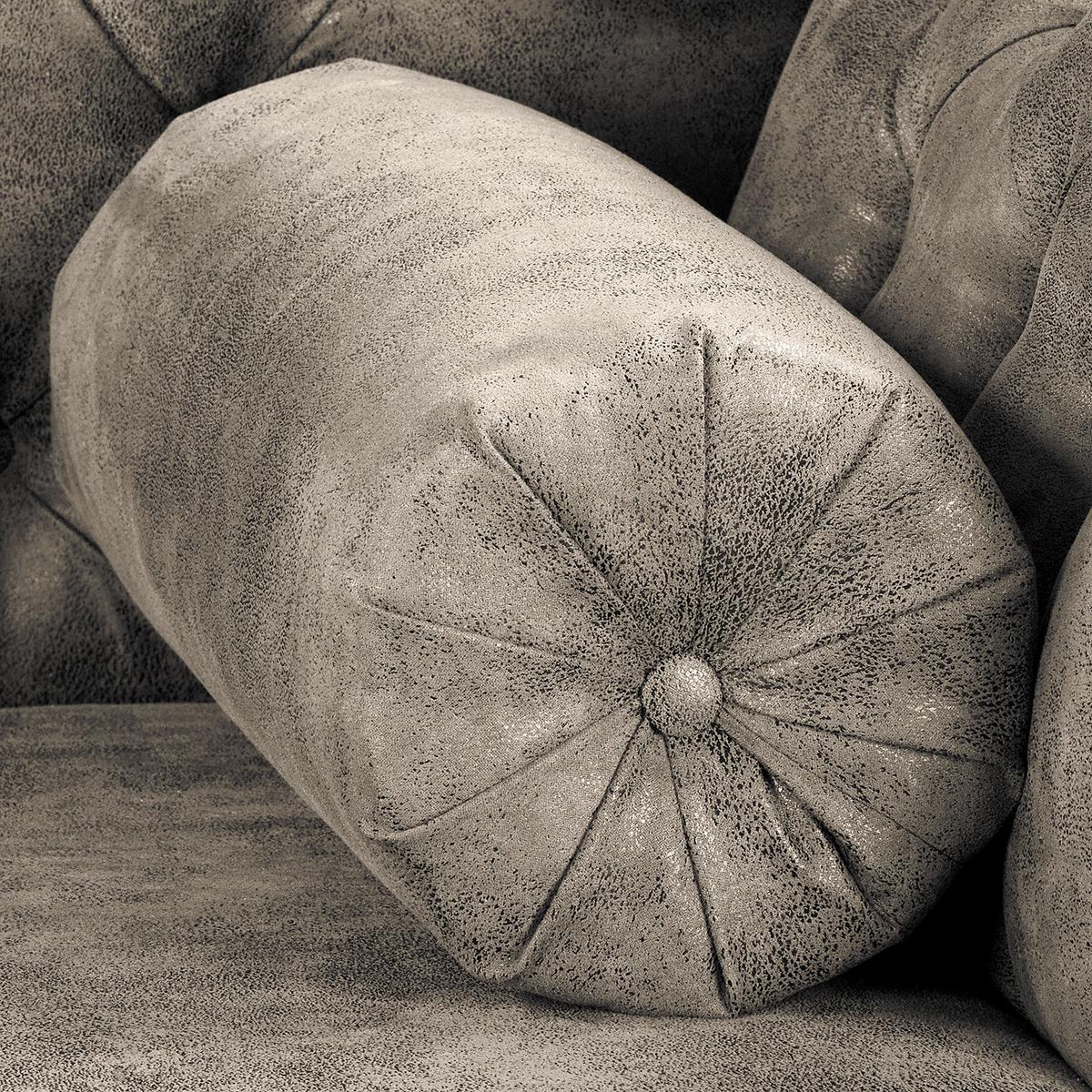 Récamiere Pako Hellgrau B: 185cm - Hellgrau/Braun, Design, Textil (185/93/75cm) - Livetastic