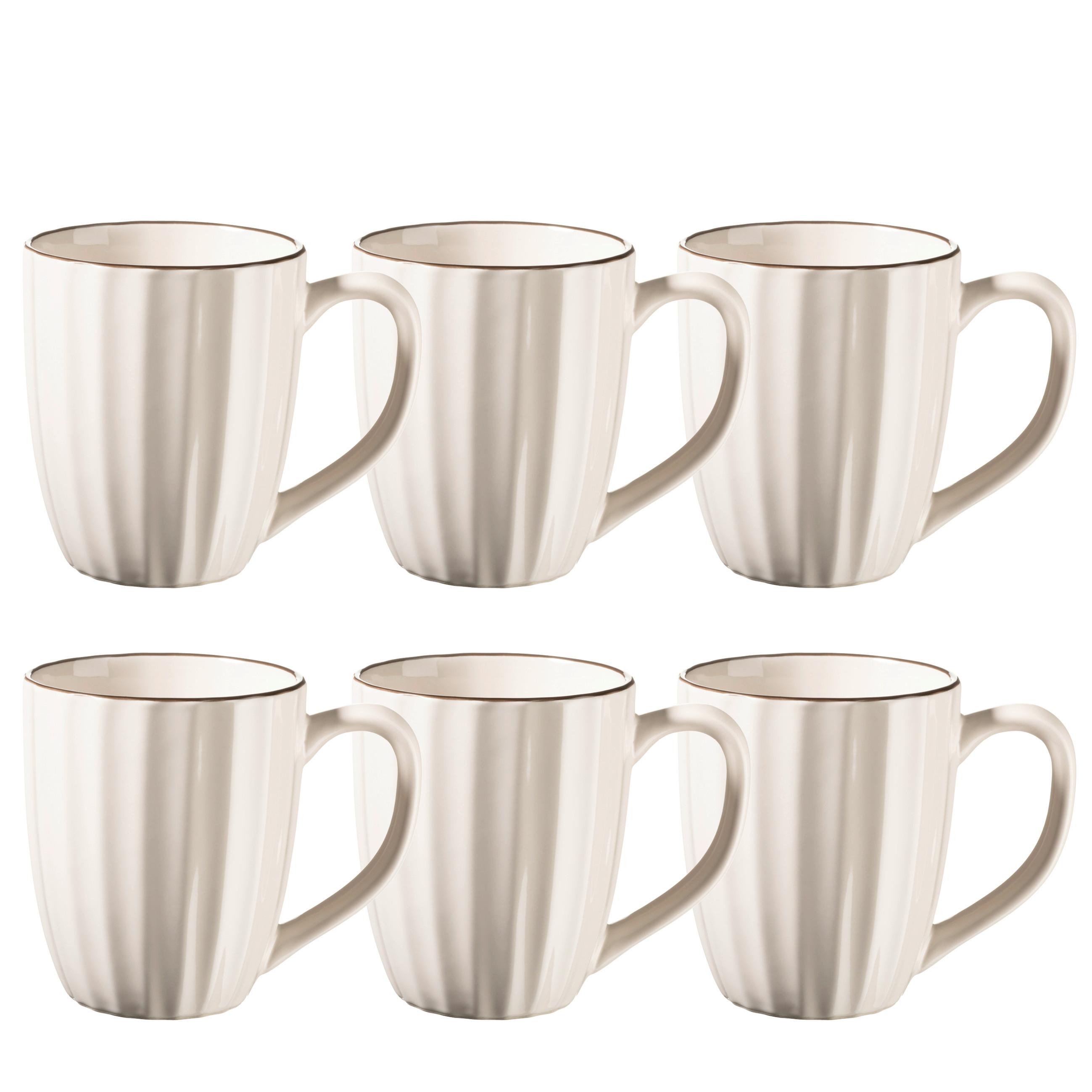 Tassenset 6 -Teilig. Steinzeug, Weiß/Beige - Beige/Weiß, Basics, Keramik (9/10,5cm) - Mäser