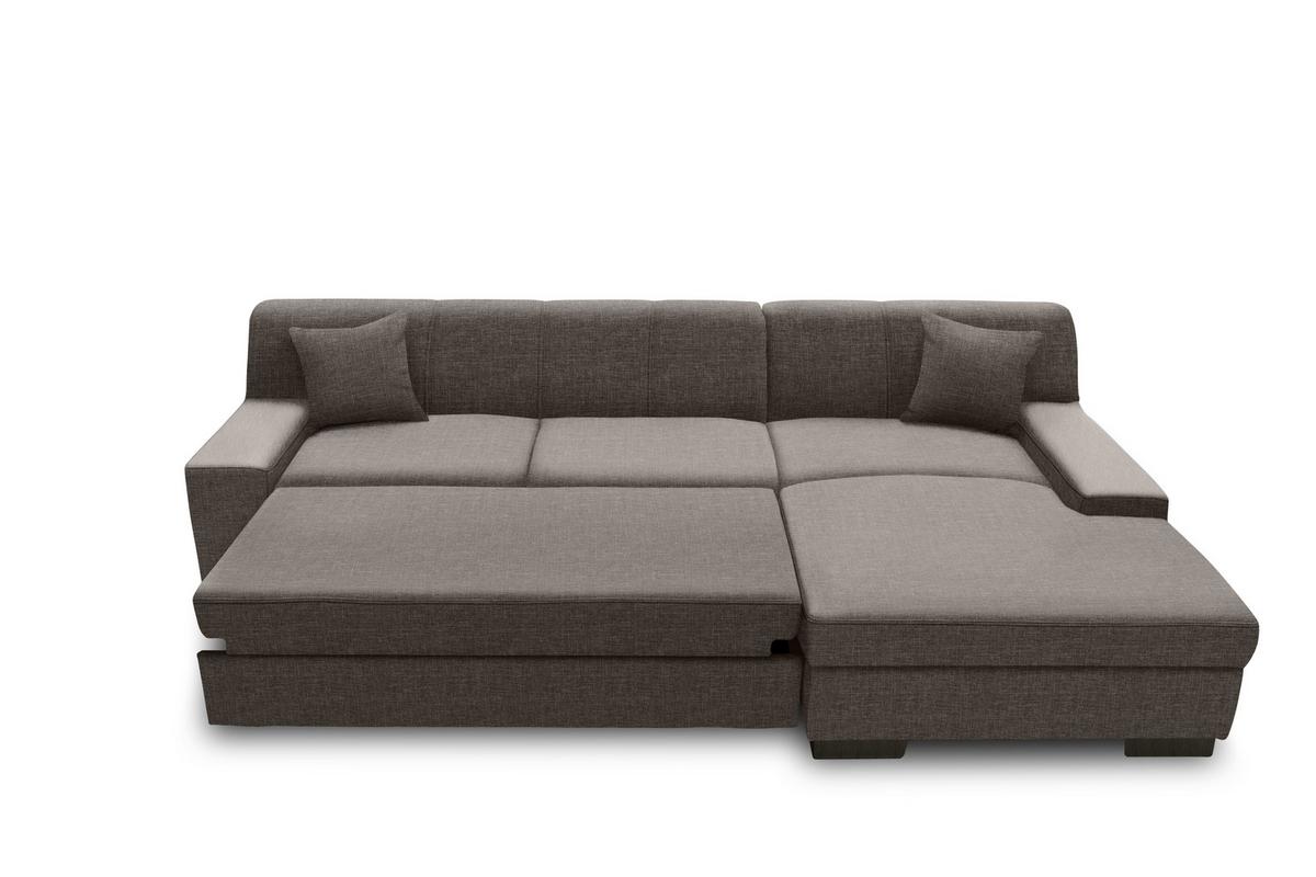 Ecksofa Mit Schlaffunktion Norma Grau Webstoff - Wengefarben/Grau, Design, Textil (268/153cm) - MID.YOU