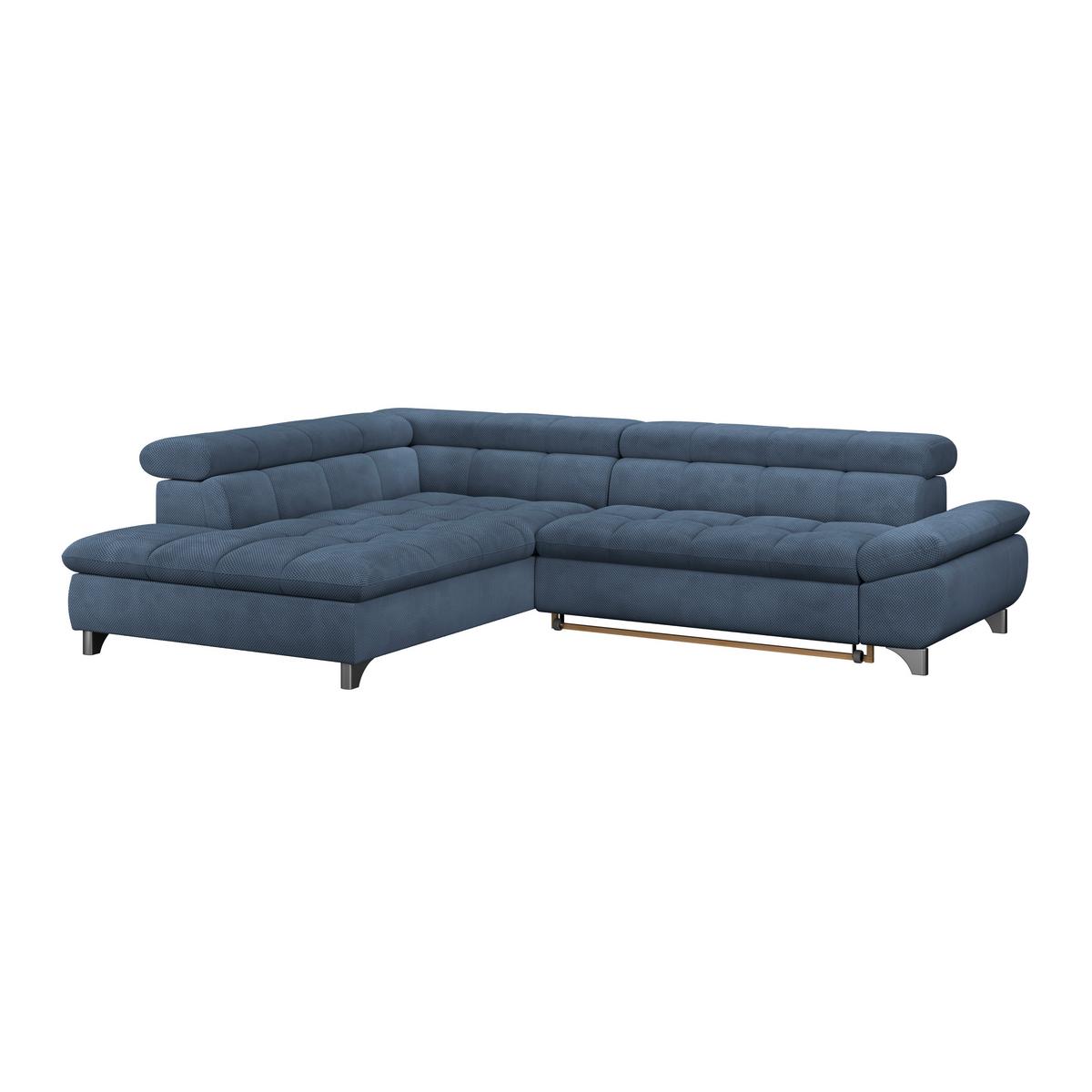 Ecksofa Gemini Dunkelblau, B: 234cm - Chromfarben/Dunkelblau, KONVENTIONELL, Textil (234/312cm)