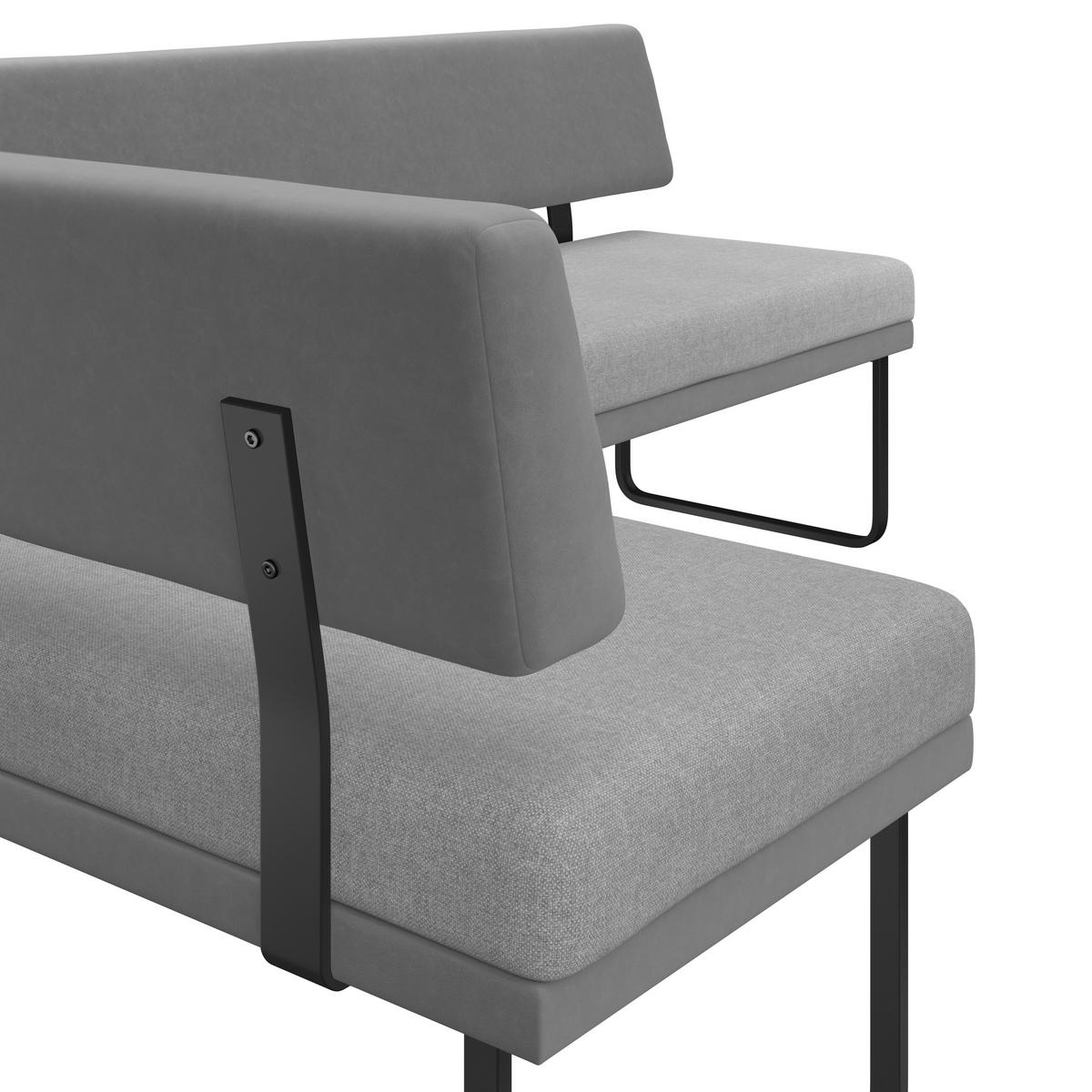 Eckbank Kian Webstoff Grau,  S:164x233 Cm - Schwarz/Grau, Trend, Textil/Metall (164/233cm)