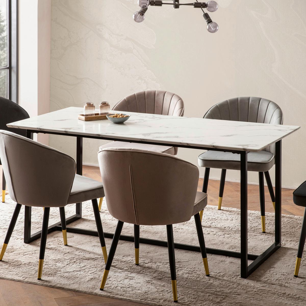 Esstisch Weiß L: 180 cm - Schwarz/Weiß, Design, Holzwerkstoff/Metall (180/90/76cm) - MID.YOU