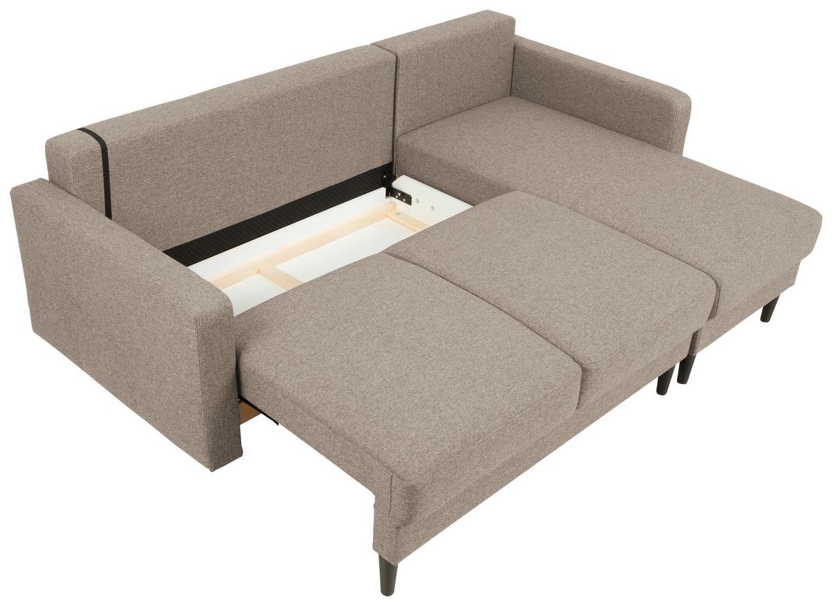 Eckschlafsofa Noret Beige S: 223/157 cm - Beige/Schwarz, KONVENTIONELL, Textil (223/157cm) - MID.YOU