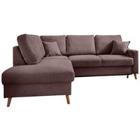 Ecksofa mit Schlaffunktion Valentina mit Kissen Bordeaux - Bordeaux/Naturfarben, KONVENTIONELL, Textil (200/230cm) - P & B