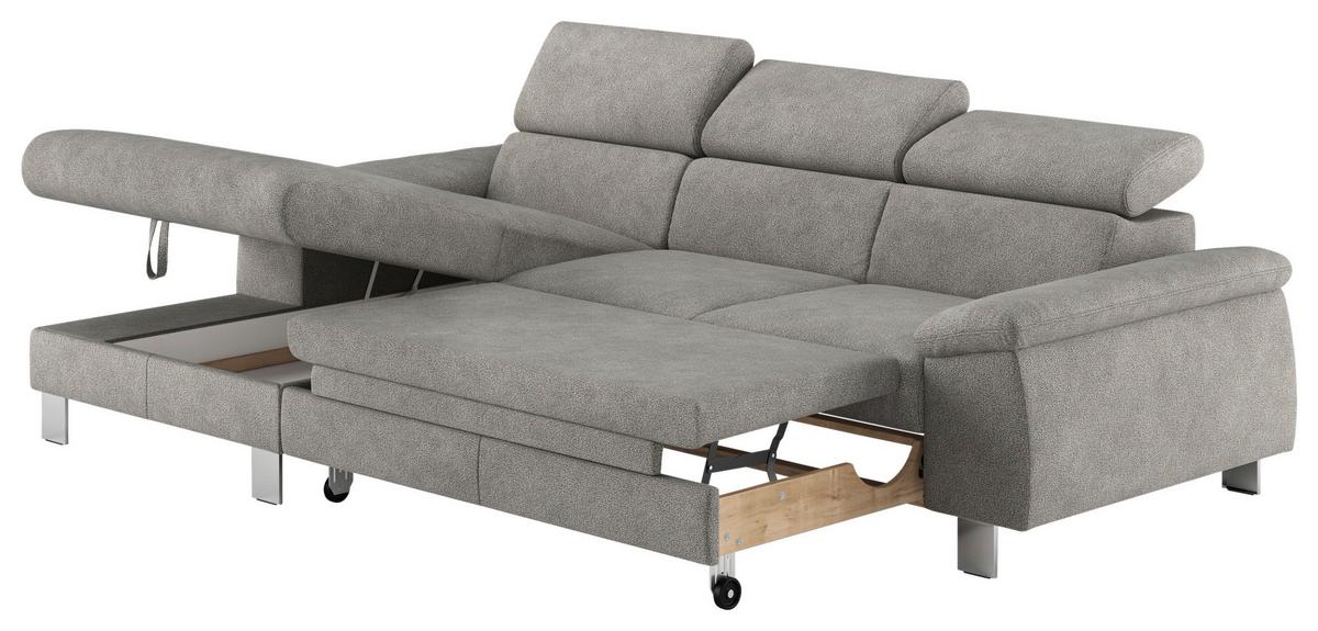 Ecksofa Micky, Grau S:166x244 Cm - Chromfarben/Grau, Design, Textil (166/244cm) - Livetastic