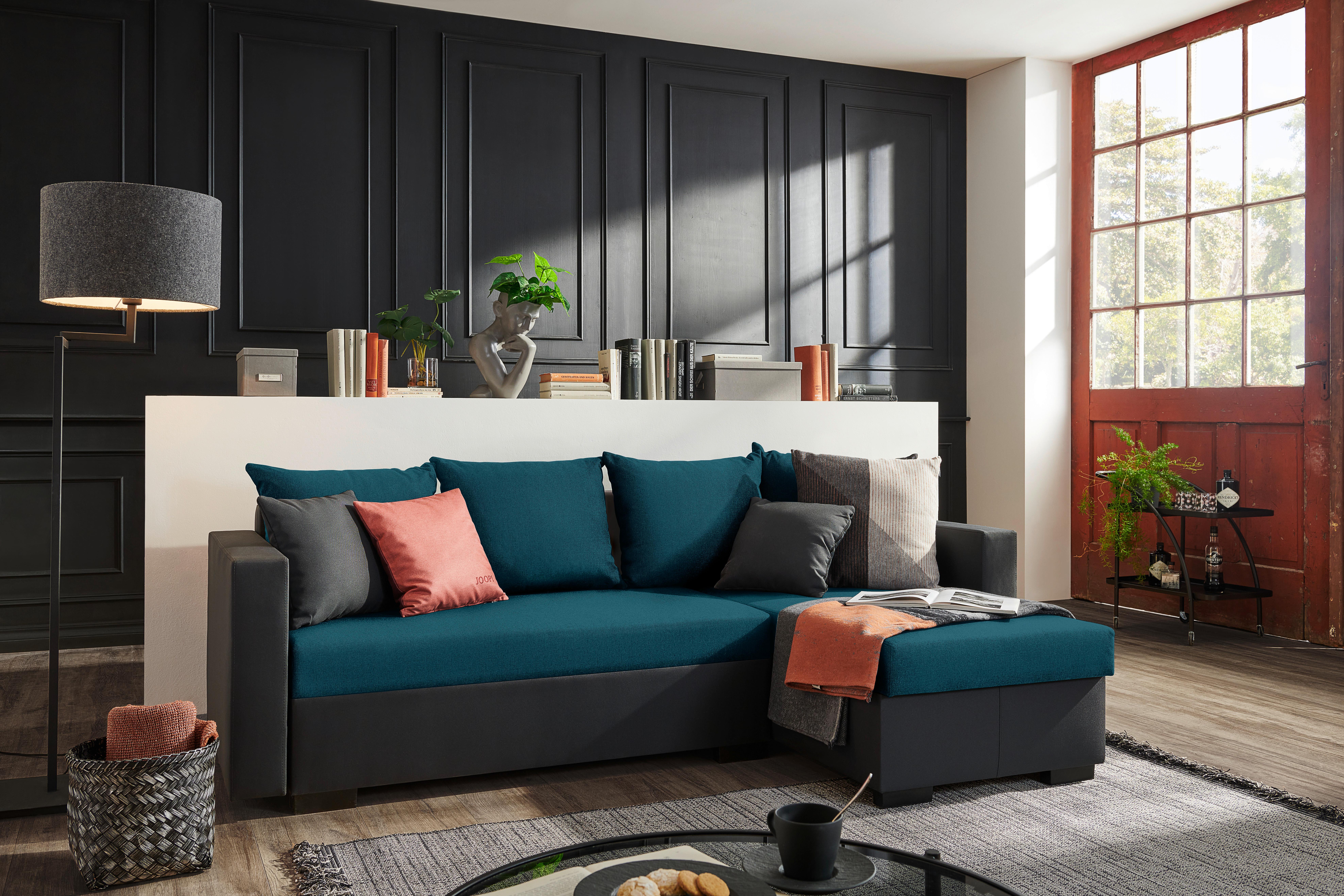 Ecksofa Karol - Türkis/Schwarz, MODERN, Textil (230/140cm) - P & B