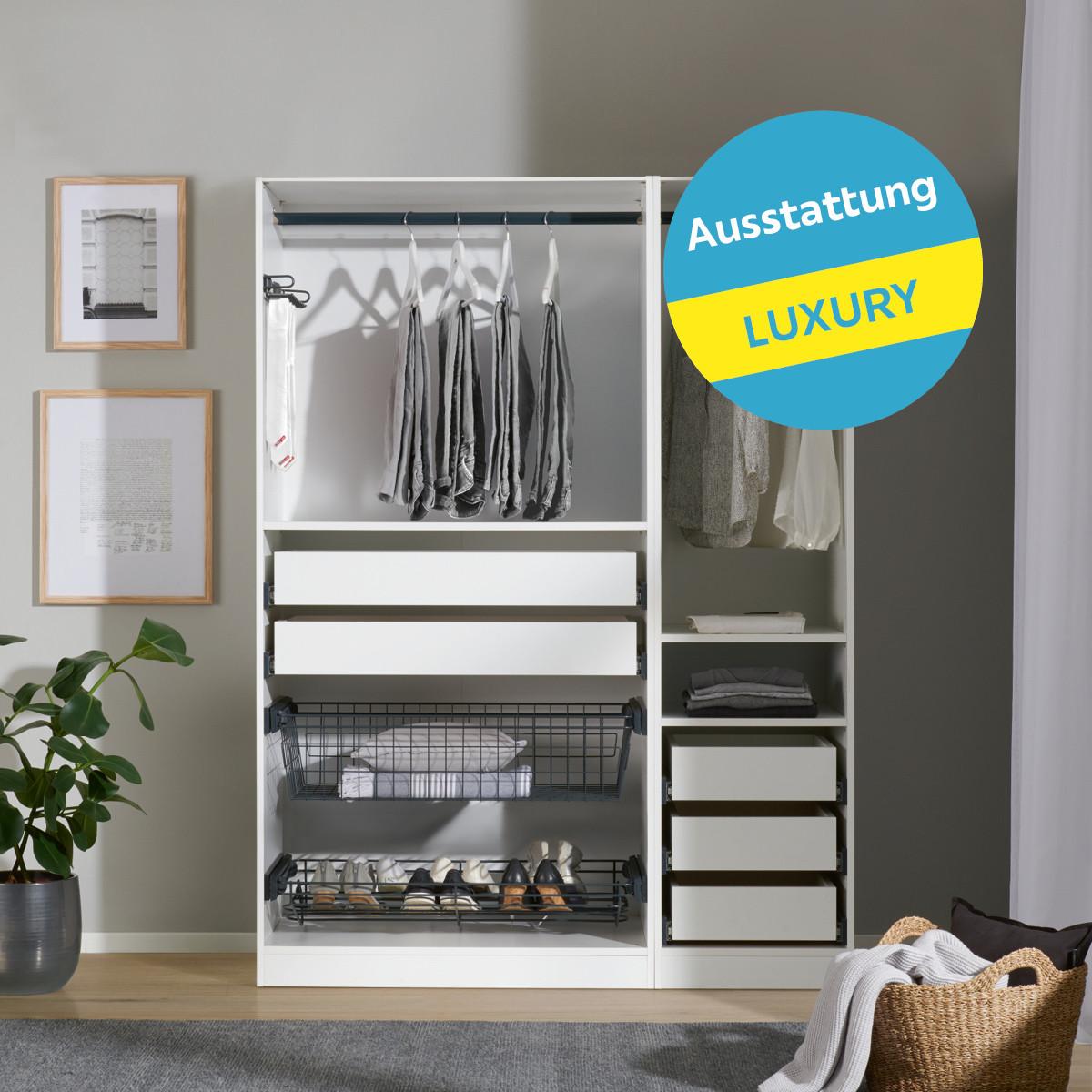 Offener Kleiderschrank Mit Laden 136,7 cm Unit Weiß - Weiß, MODERN, Holzwerkstoff (136,7/210/56,5cm) - Ondega