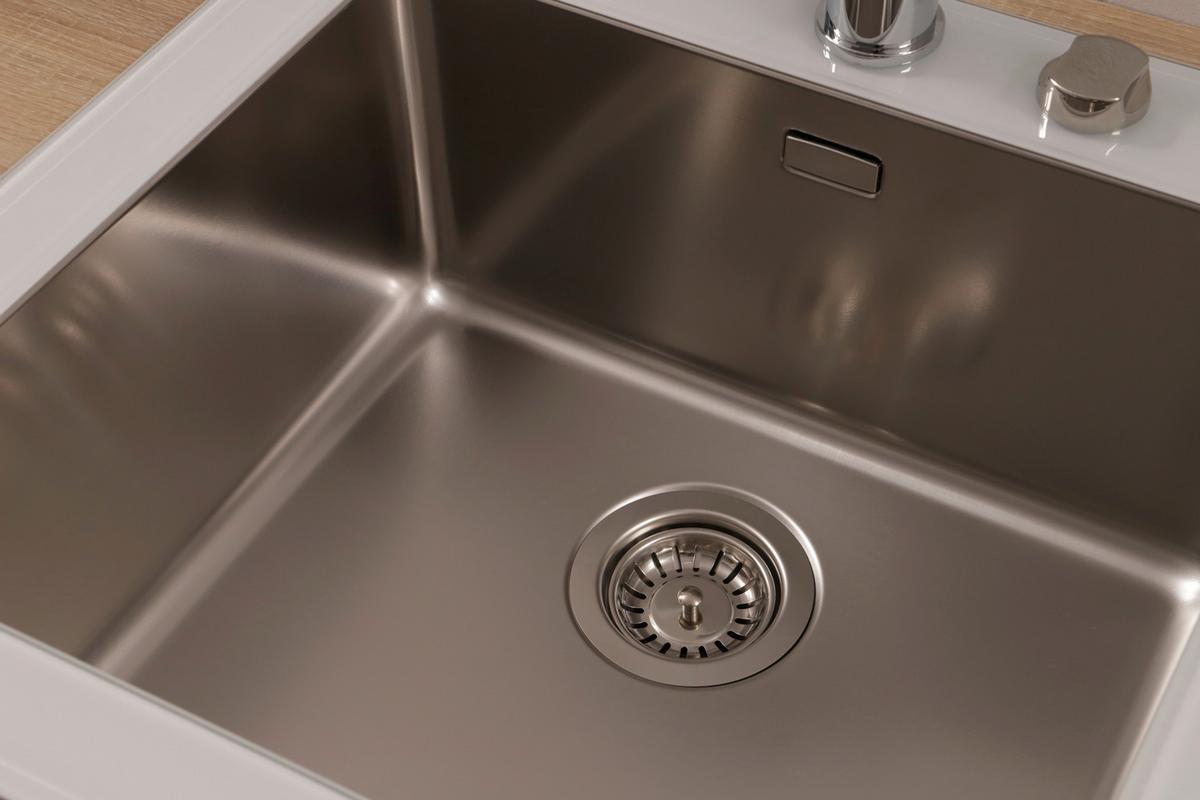 Spüle Respekta Edelstahl/glas Bxt: 55x53 Cm - Weiß, Trend, Glas/Metall (55/21/53cm) - Respekta
