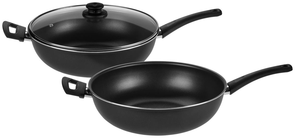 Bratpfanne Matilda D: Ca. 32 Cm Aluminium - Klar/Schwarz, MODERN, Glas/Kunststoff (32cm) - Luca Bessoni