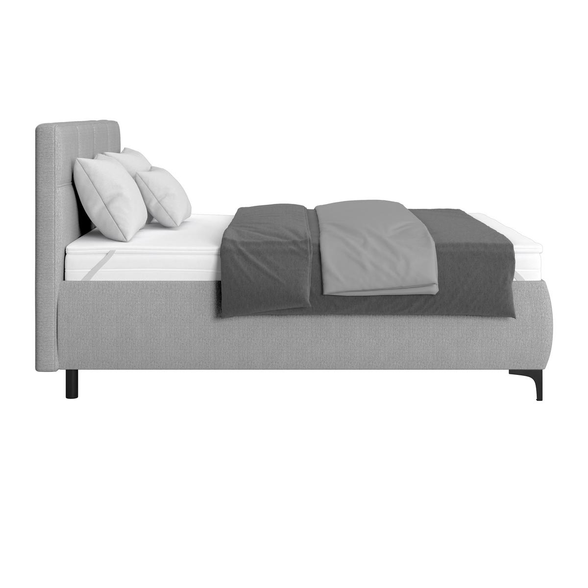 Polsterbett Zeni 140 - Silberfarben/Schwarz, KONVENTIONELL, Holz/Textil (140/200cm)