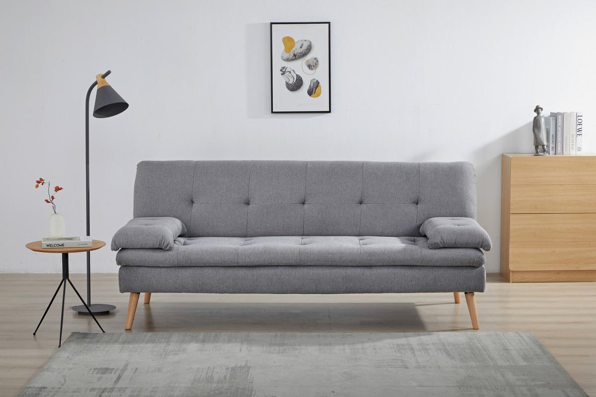 Schlafsofa Armano Grau B: 190 Cm - Naturfarben/Grau, Basics, Holz/Textil (190/83/87cm) - P & B