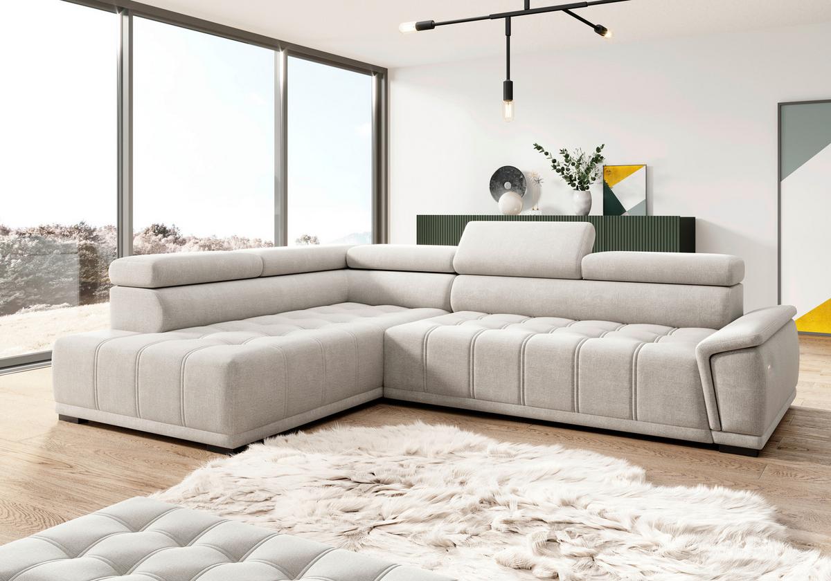 Rohová sedačka GRINALDI, ľavá, šedobílá - černá/šedobílá, Moderní, textil/plast (206/283cm) - Premium Living