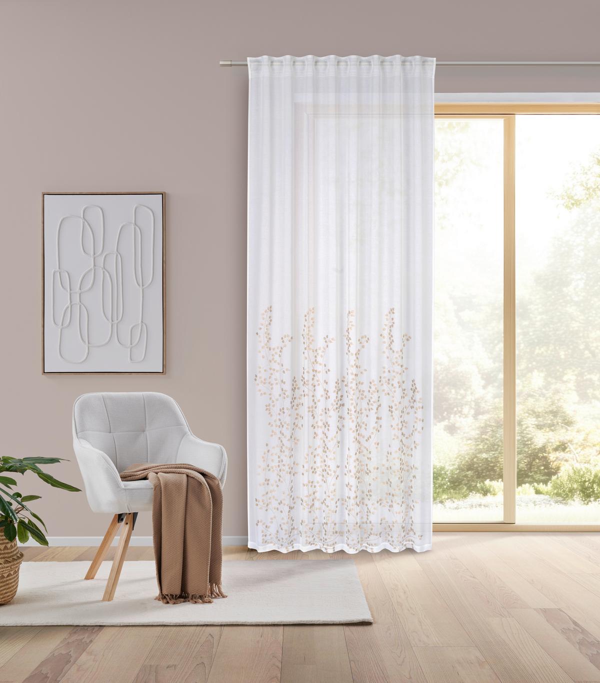 HOTOVÝ ZÁVĚS LIVIE - béžová, Basics, textil (135/245cm) - Mömax