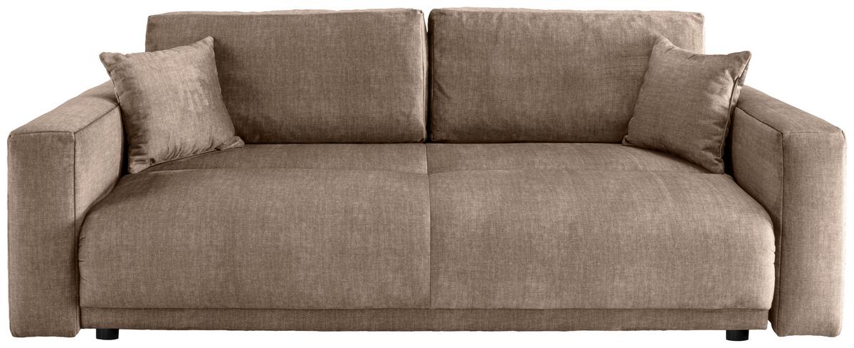 Schlafsofa Longo, Hellbraun 245 Cm - Hellbraun/Schwarz, MODERN, Textil (245/86/126cm) - Livetastic