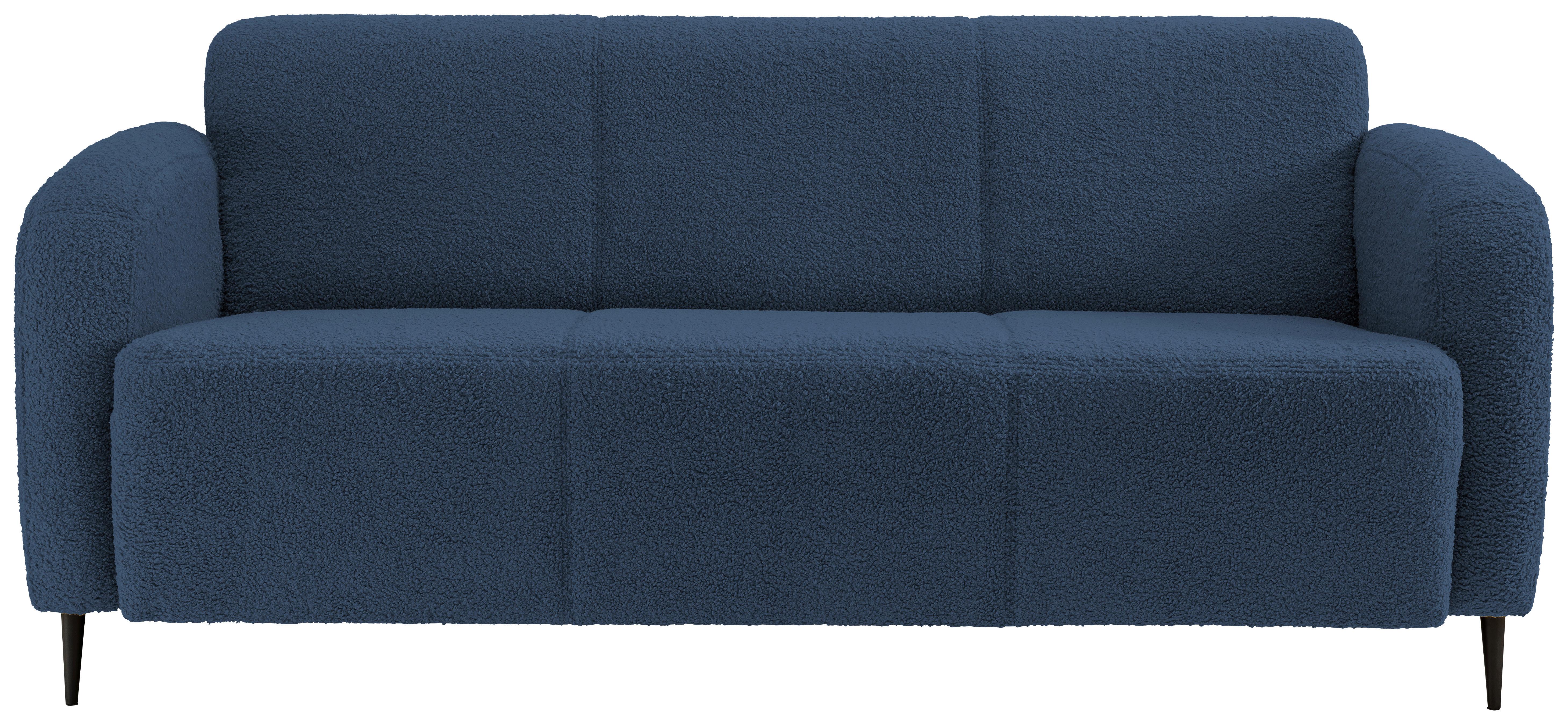 3-Sitzer-Sofa Marone Blau Teddystoff - Blau/Schwarz, MODERN, Textil (185/76/90cm) - Livetastic