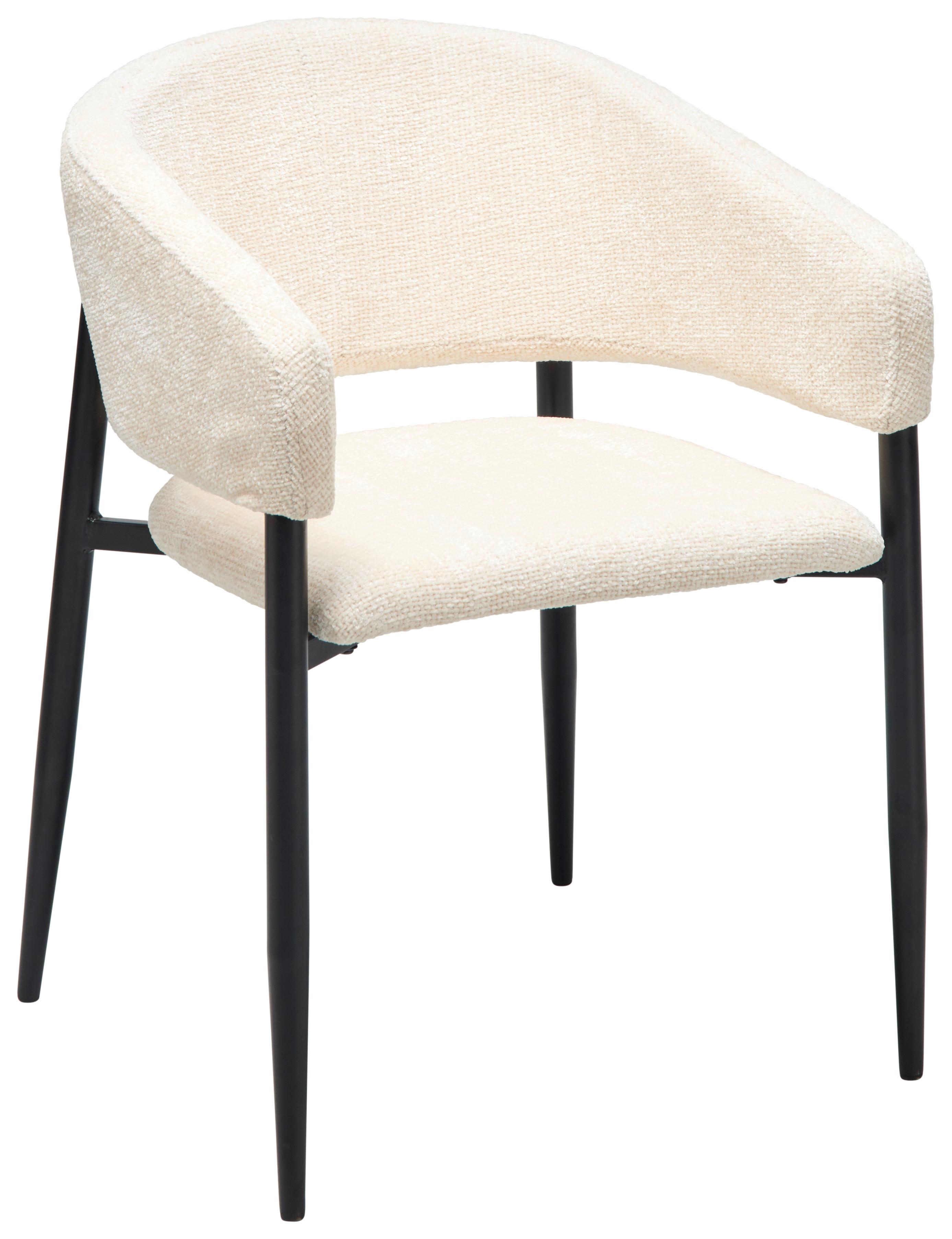 Armlehnstuhl Juliana Beige/schwarz Echtholz-Beine - Beige/Schwarz, LIFESTYLE, Holz/Textil (50/82/59cm) - MID.YOU