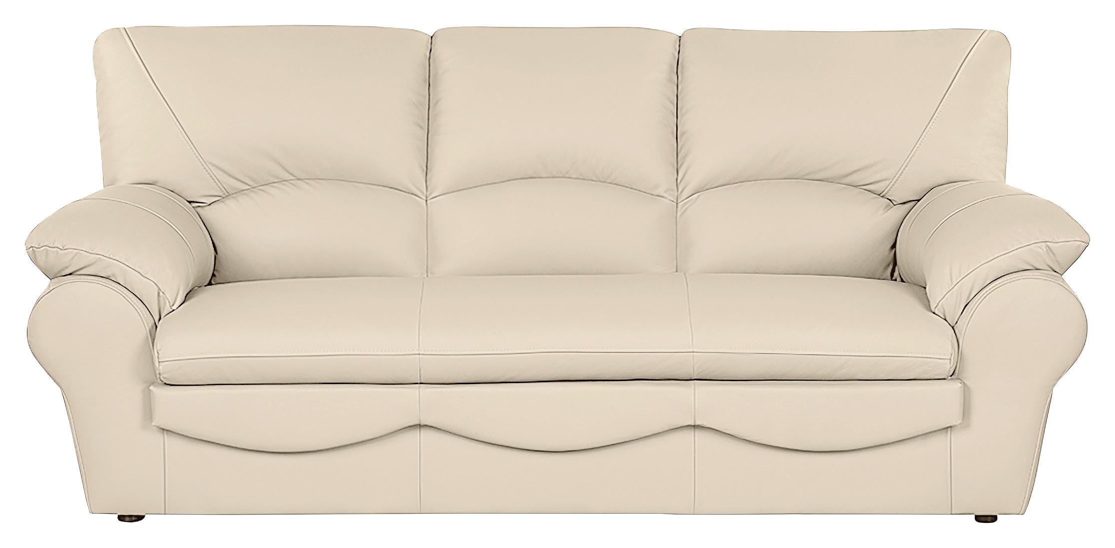 Schlafsofa Oslo, Beige B: 205 cm - Beige/Schwarz, Design, Leder (205/92/85cm) - Livetastic