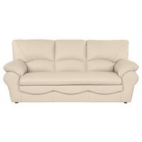 Schlafsofa Oslo, Beige B: 205 Cm - Beige/Schwarz, Design, Leder (205/92/85cm) - Livetastic