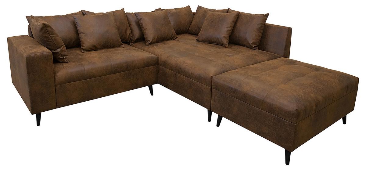 Ecksofa Pruno, Braun S: 247x174 Cm - Schwarz/Braun, Design, Textil (247/174cm) - MID.YOU