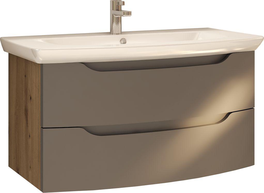 Waschtischkombi C-Line Wbu Eichefarben/Anthrazit B: 90 cm - Eichefarben/Anthrazit, MODERN, Keramik/Holzwerkstoff (90/50/51cm) - Stylife