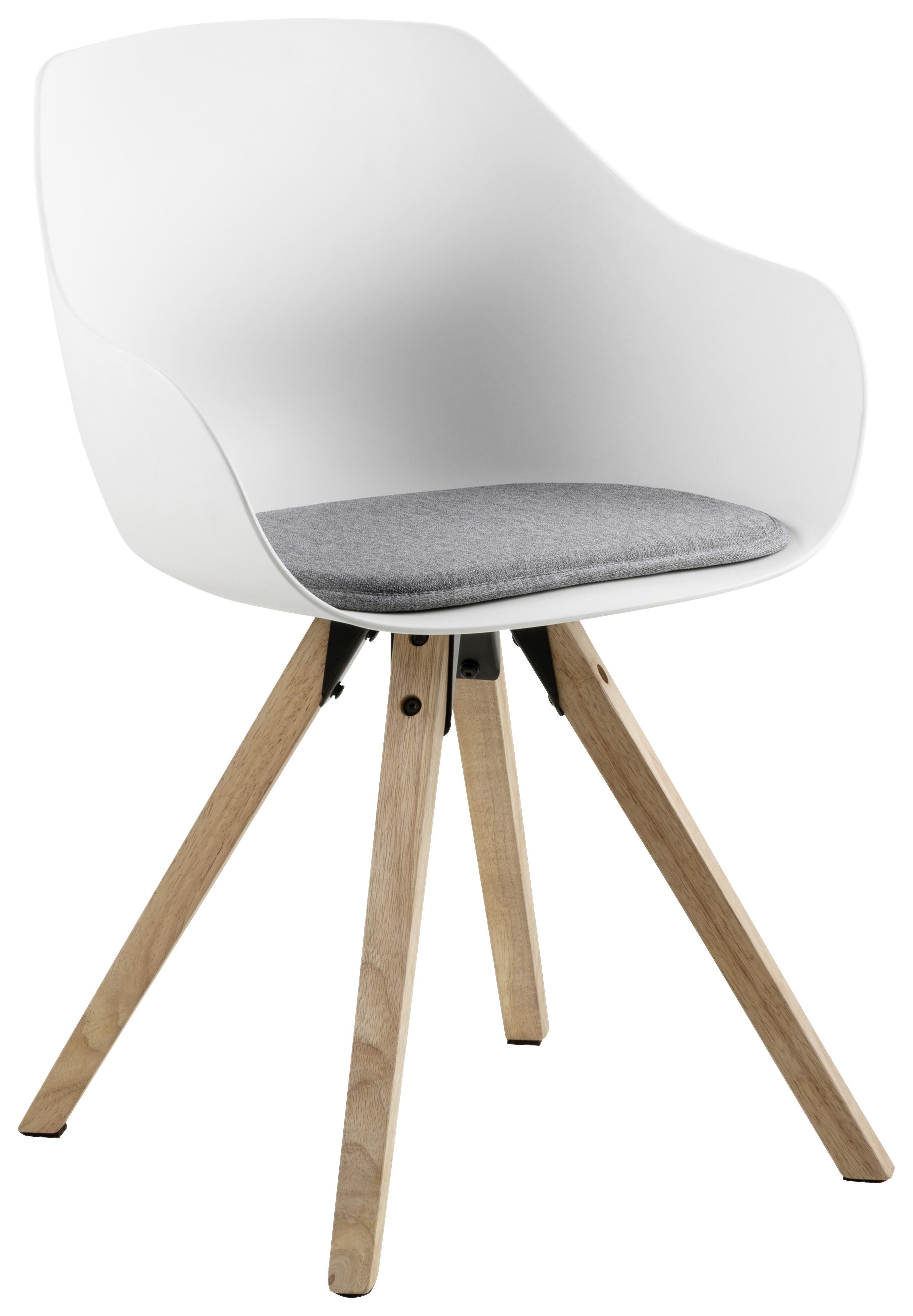 Jídelní Židle Tina - bílá/šedá, Konvenční, dřevo/textil (56,5/80,5/53cm) - Livetastic