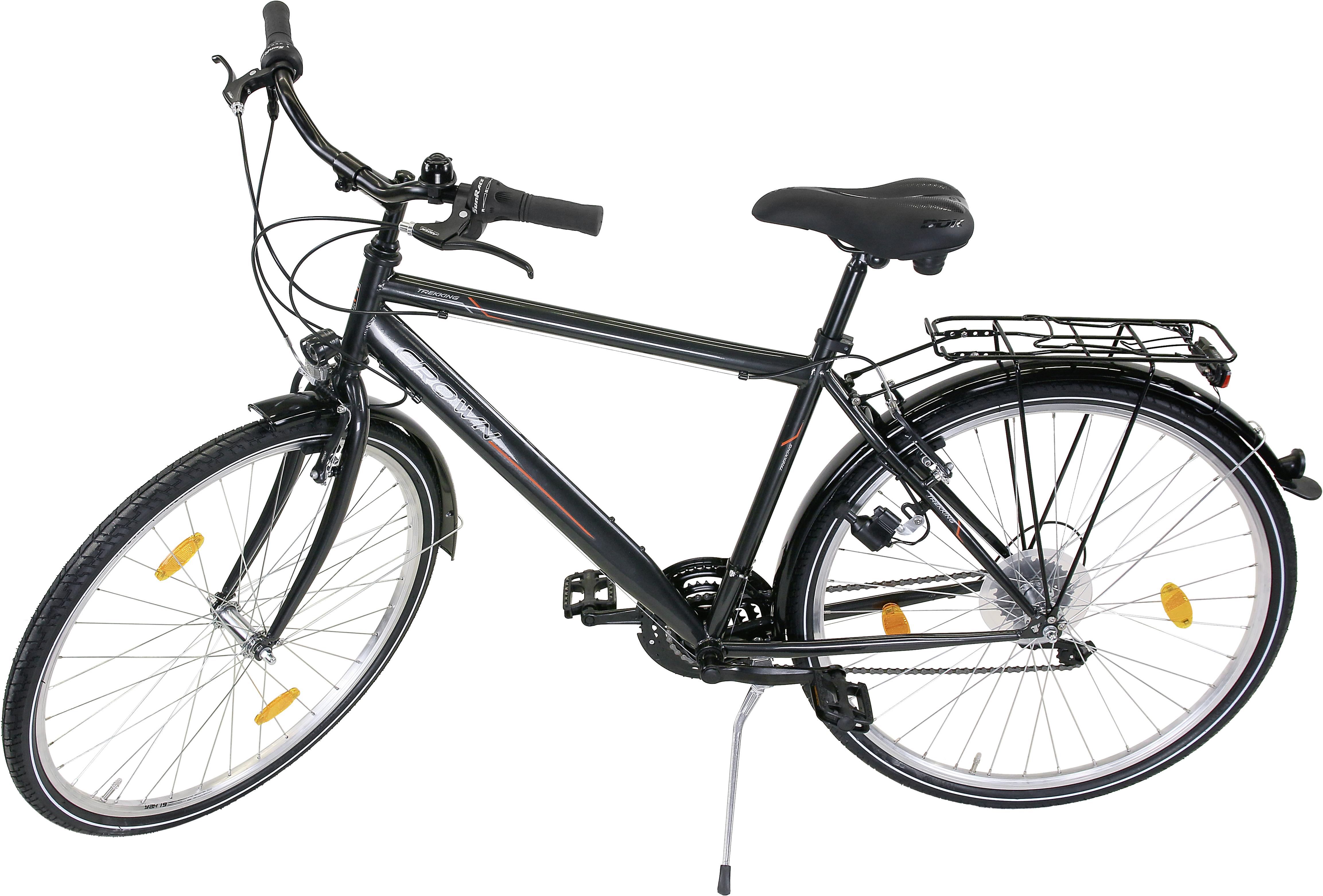 Trekkingrad Herren 28 Zoll 18 Gänge, Schwarz - Schwarz, Basics, Metall (187/112/34cm)