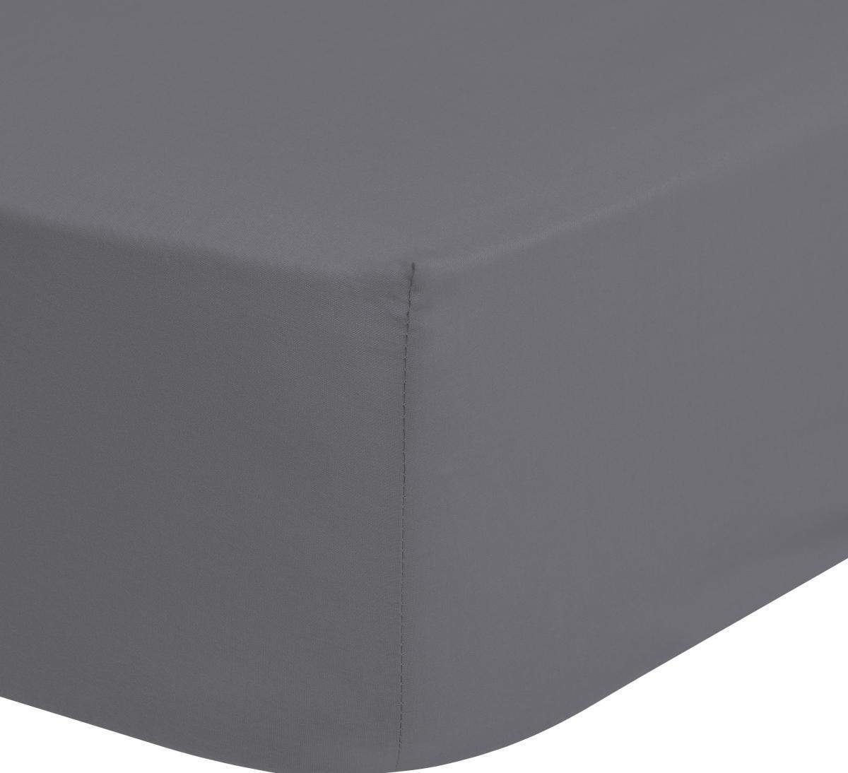 MID.YOU Spannleintuch Satin Grau 180x220 cm Baumwolle