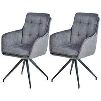 Armlehnstuhl Nizza Grau 2-Er Set - Schwarz/Grau, LIFESTYLE, Textil/Metall (60/94/64cm) - MID.YOU