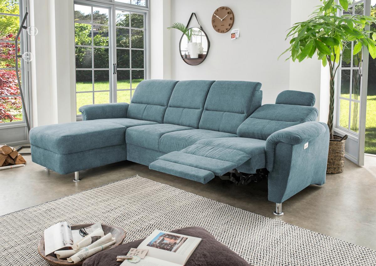 Ecksofa Parole Hellblau S:165/292 Cm - Chromfarben/Hellblau, KONVENTIONELL, Textil (165/292cm) - Livetastic
