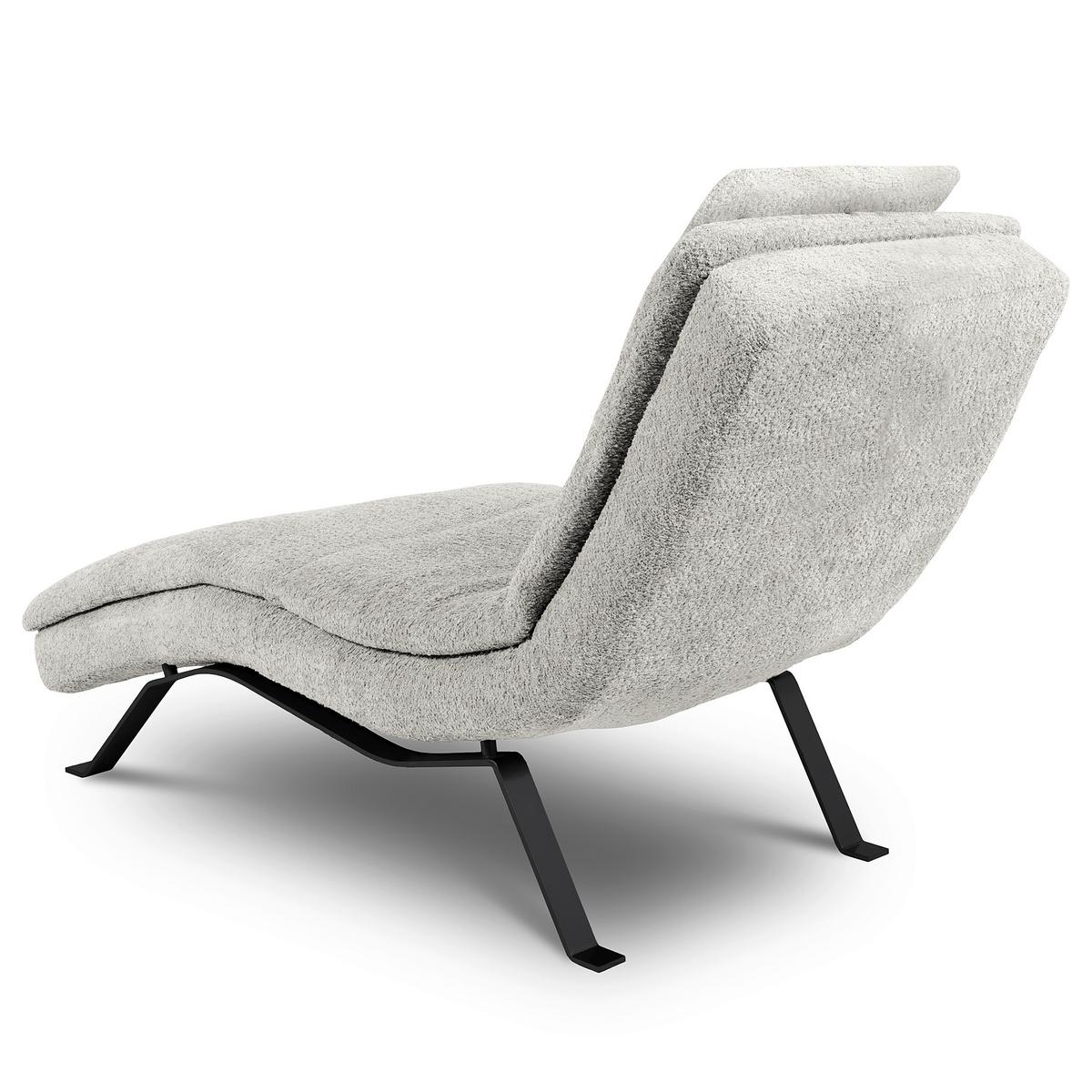 Relaxliege Black Hellgrau, B: 65cm - Hellgrau/Schwarz, Design, Leder (65/95/171cm) - Celina Home
