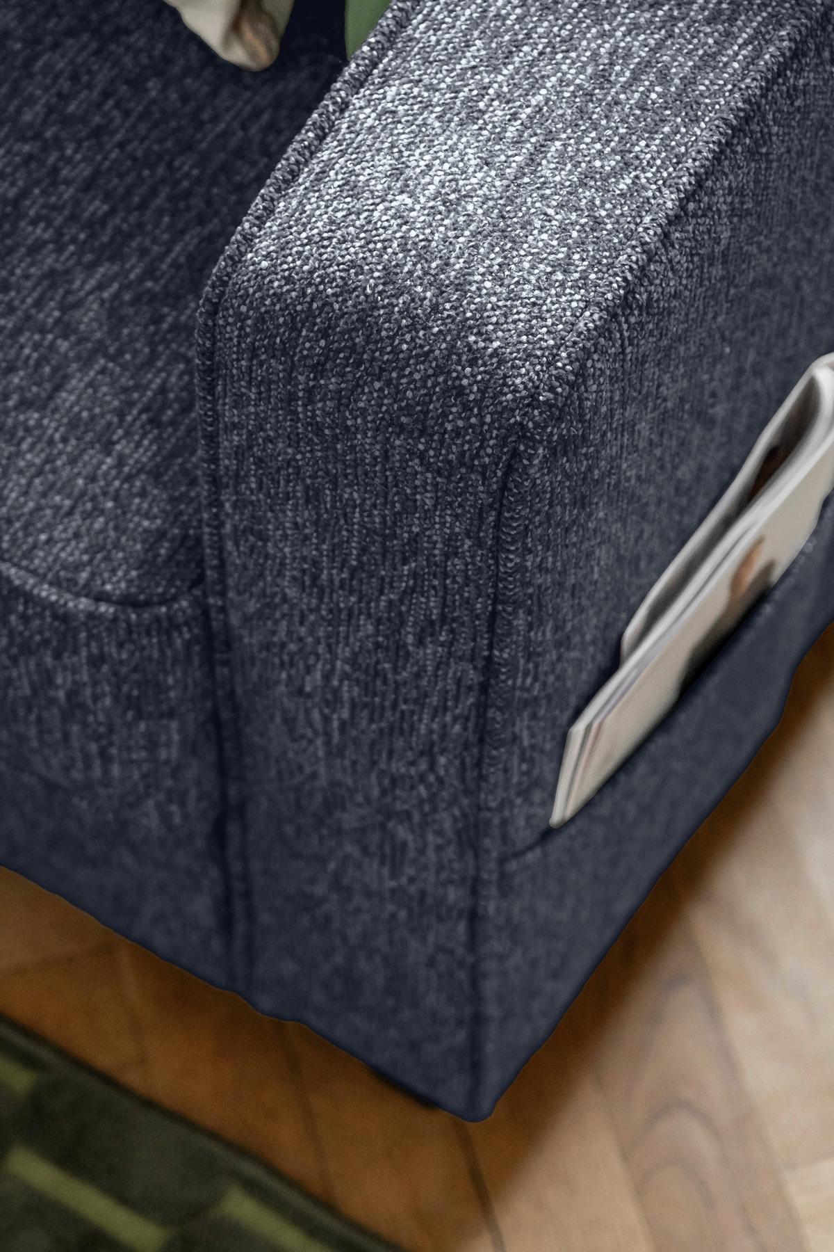 Ecksofa Molly Dunkelblau S: 198x233 cm - Schwarz/Dunkelblau, Textil (198/233cm) - MID.YOU