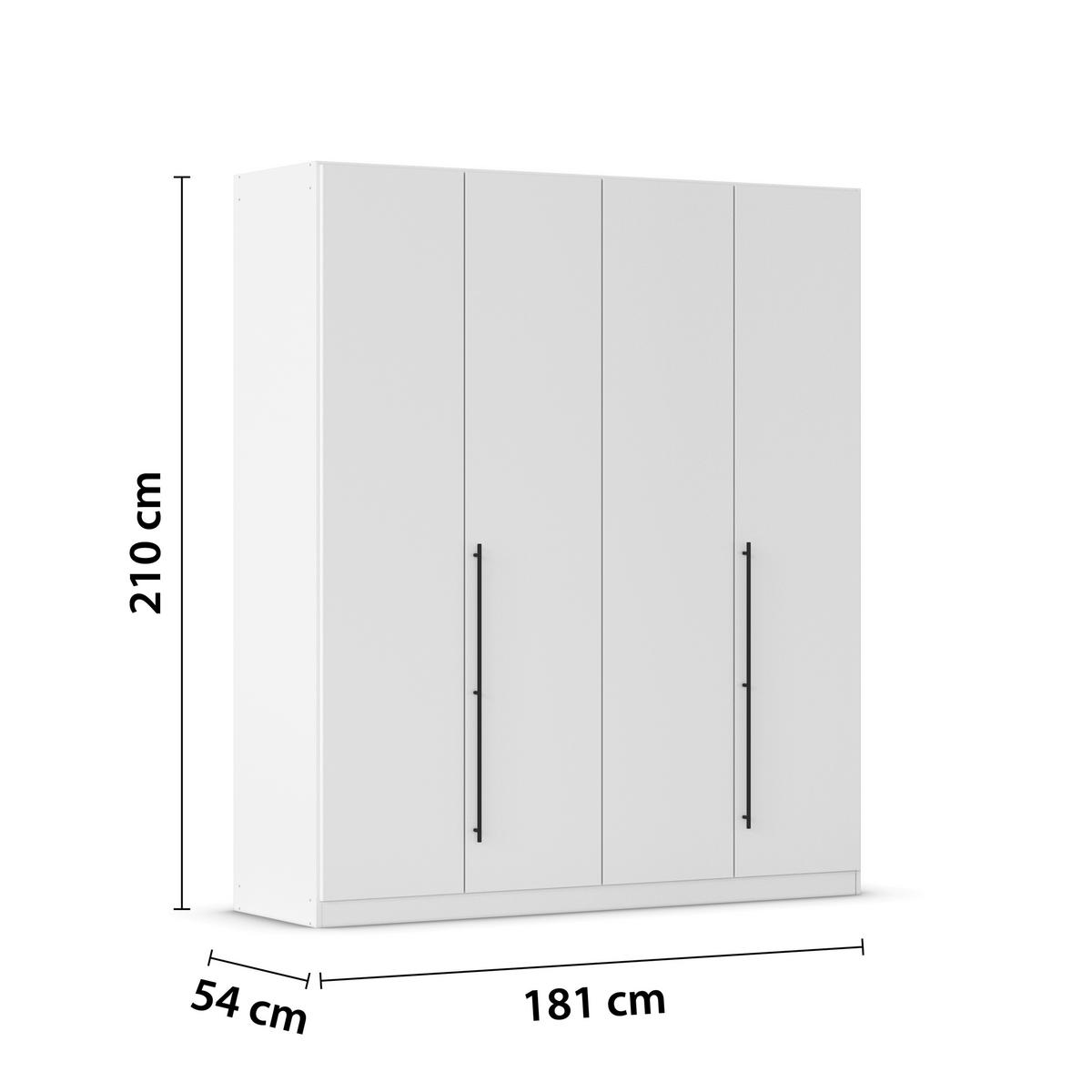 Kleiderschrank Safari B: 181 cm - Weiß/Grau, KONVENTIONELL, Holzwerkstoff (181/210/54cm)
