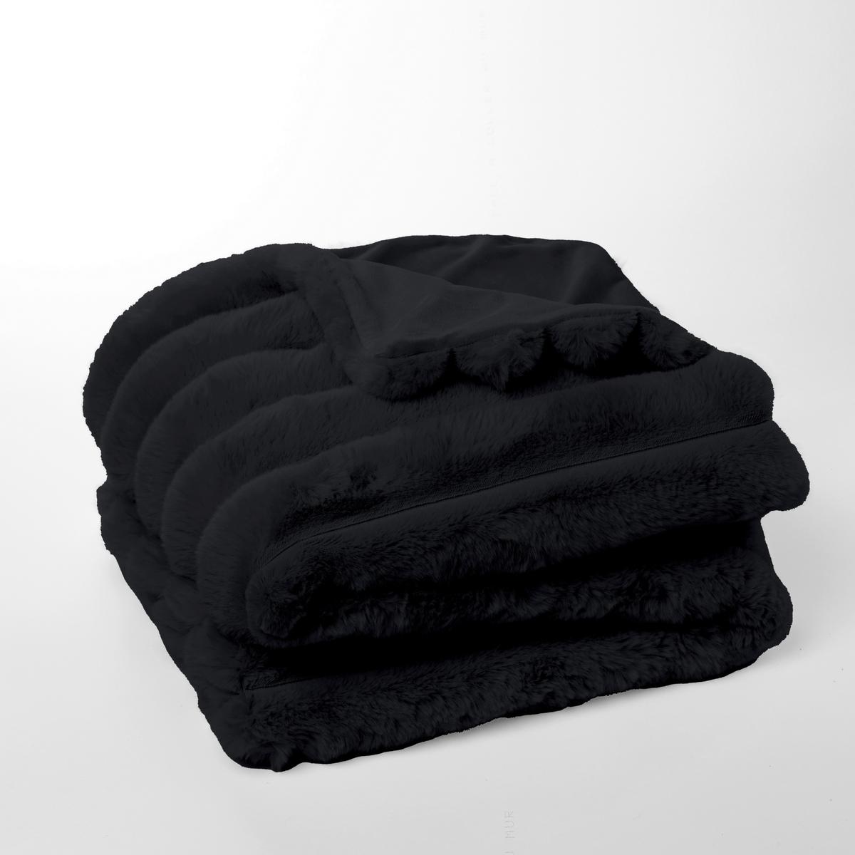 KOŽEŠINOVÁ DEKA BLANKET MOKA REGLISSE - černá, textil (130/180cm)