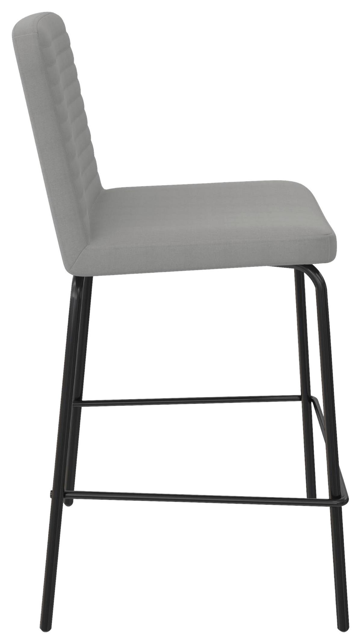 Barhocker Grau, B: 52 cm - Schwarz/Grau, Basics, Textil/Metall (52/88/47cm) - MID.YOU