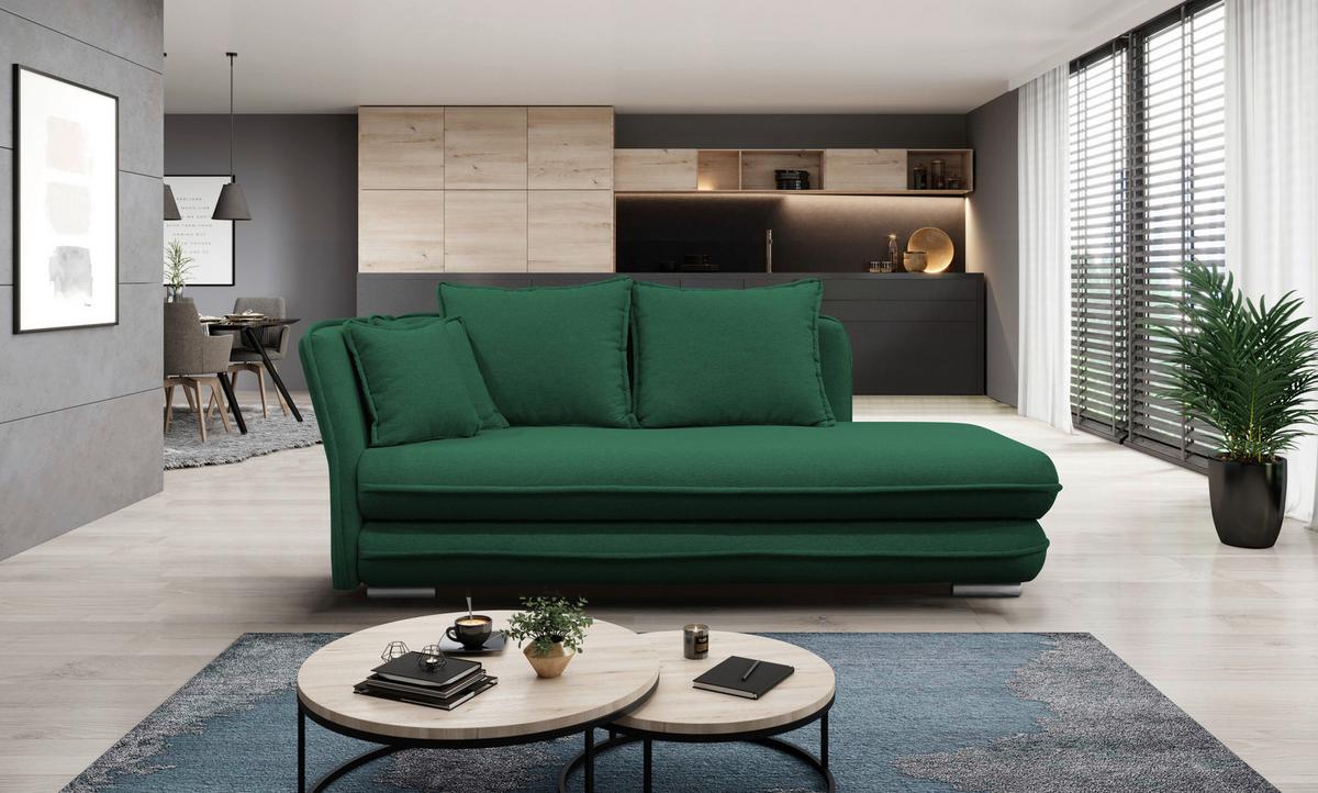 Liege Latte Grün Inkl. Bettkasten Ottomane Links - Silberfarben/Grün, Design, Textil (107/84/99/224cm) - MID.YOU