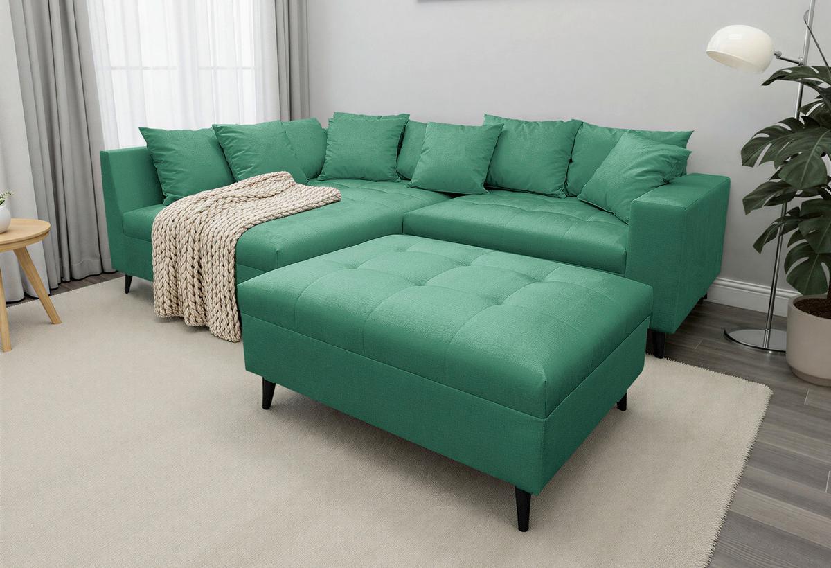 Ecksofa Pruno, Grün S: 174x247 Cm - Schwarz/Grün, Design, Textil (174/247cm) - MID.YOU