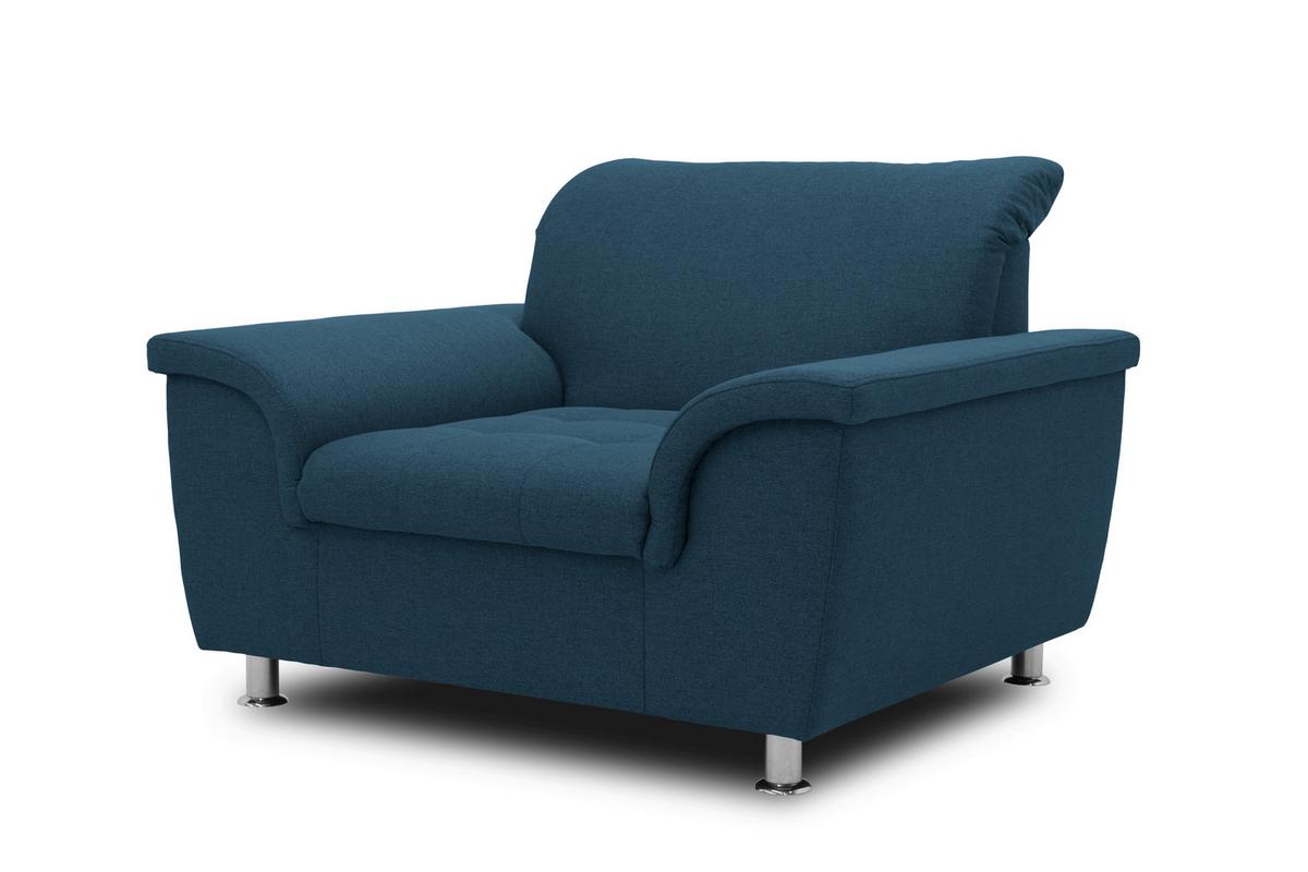 Polstersessel Mit Armlehnen Franzi Webstoff Petrol - Chromfarben/Dunkelblau, KONVENTIONELL, Textil (120/81/97cm) - MID.YOU