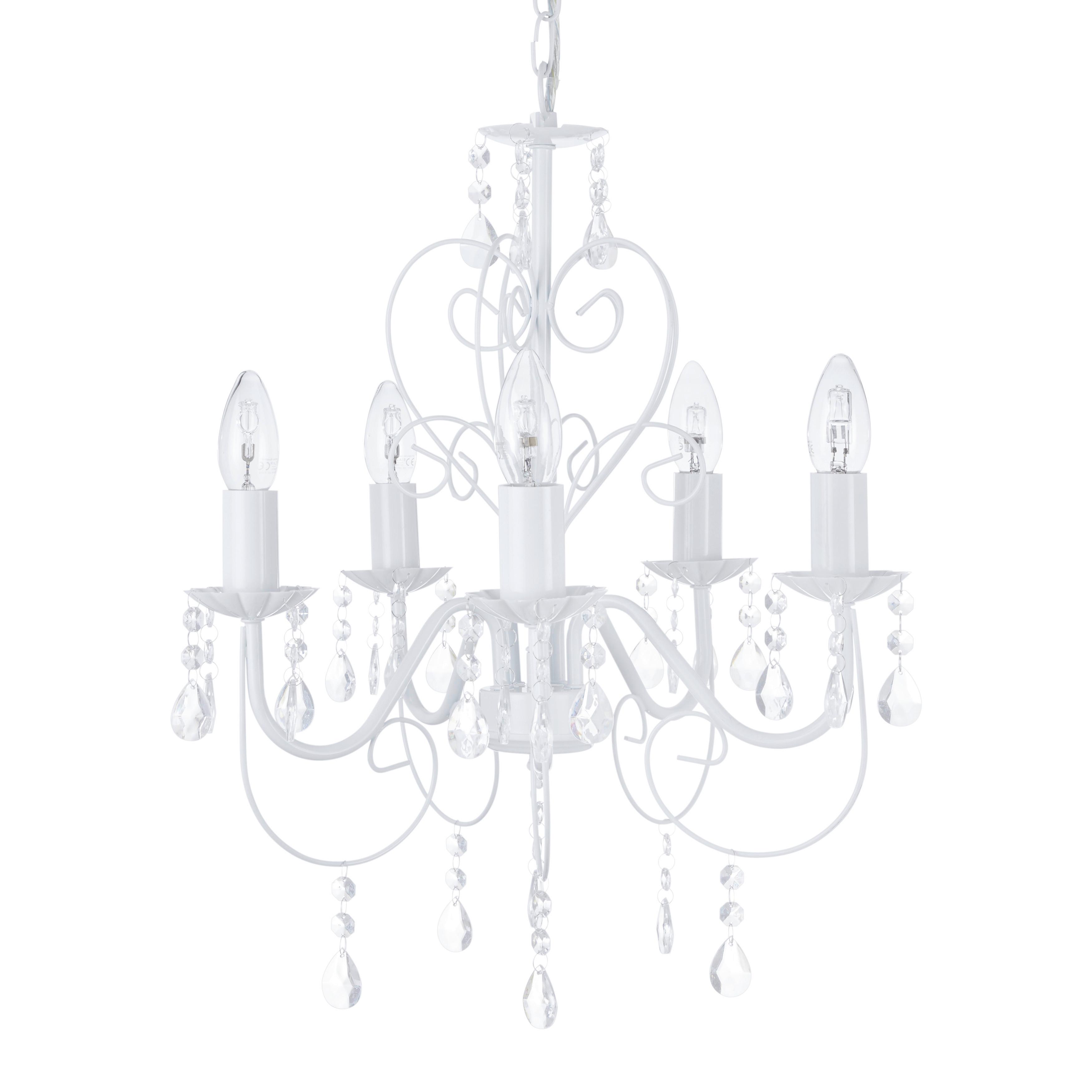 Kronleuchter 63126-5ma Crisi - Weiß, LIFESTYLE, Kunststoff/Metall (44/150cm) - Globo