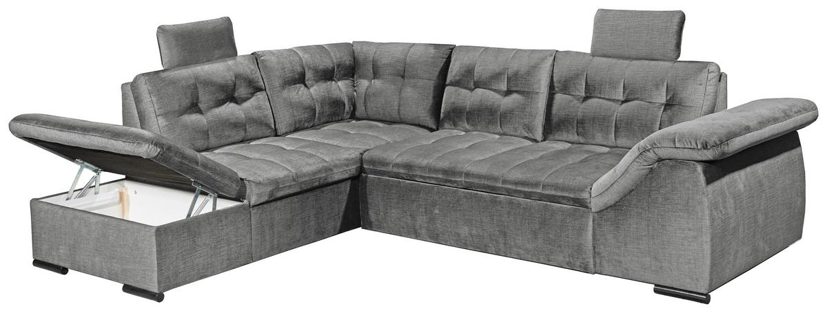 Ecksofa Estrella Grau S: 217x283 cm - Schwarz/Grau, KONVENTIONELL, Textil (217/283cm) - MID.YOU