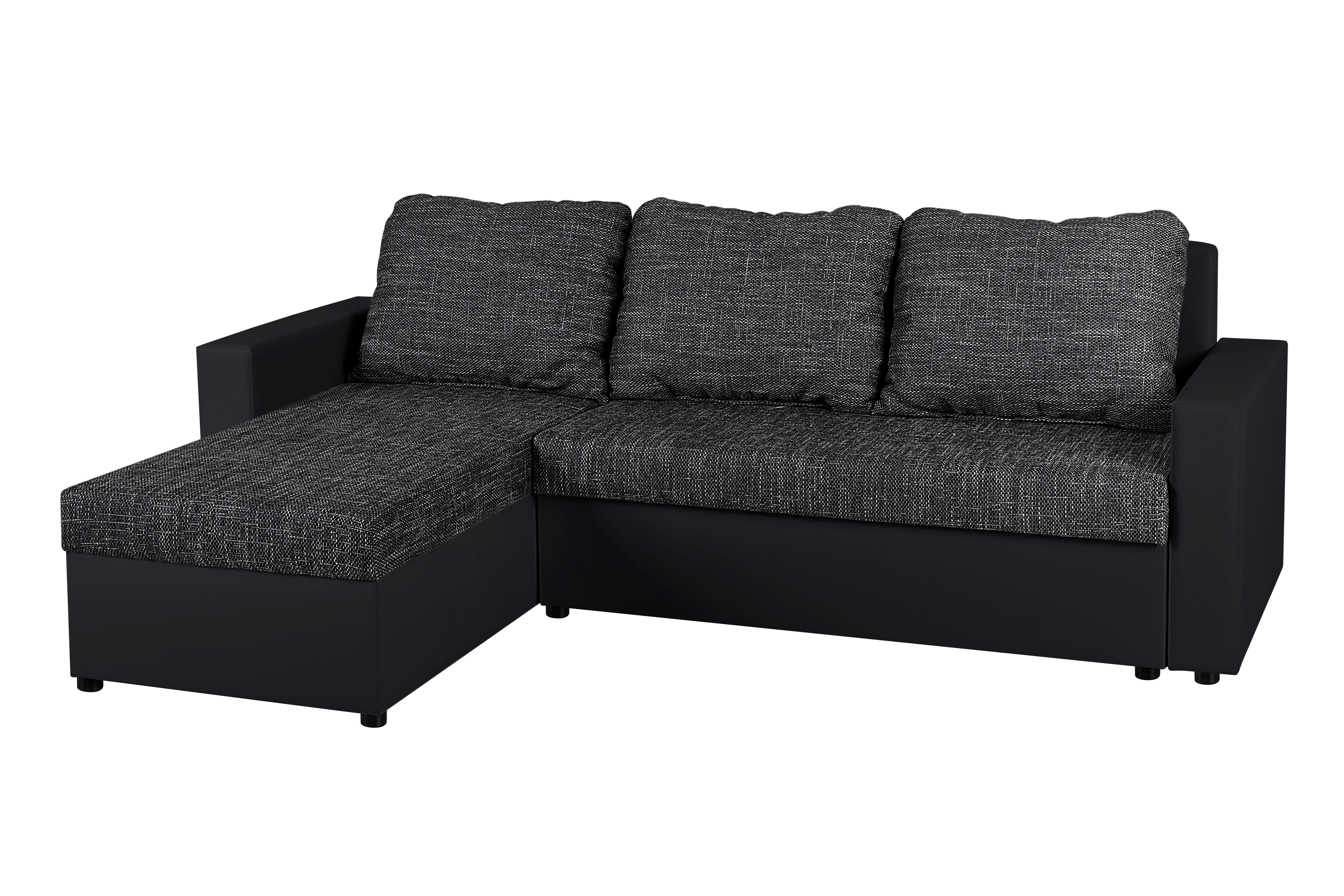 ECKSOFA Hit Schwarz S: 147x228 cm - Schwarz, Design, Holzwerkstoff/Textil (147/228cm) - P & B