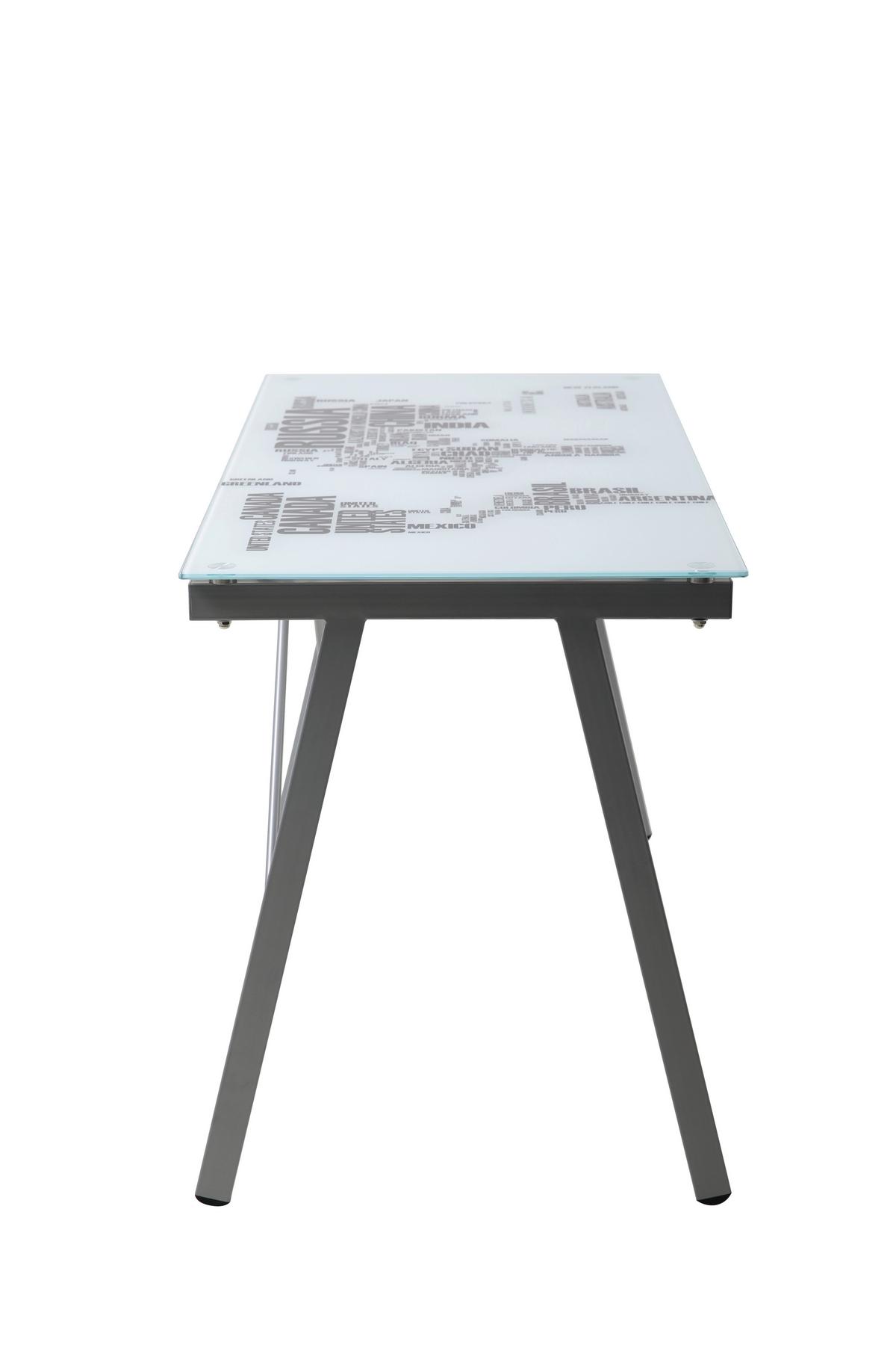 Schreibtisch Grau, Weiß L: 113cm - Weiß/Grau, Design, Glas/Metall (113/58/73cm) - Livetastic