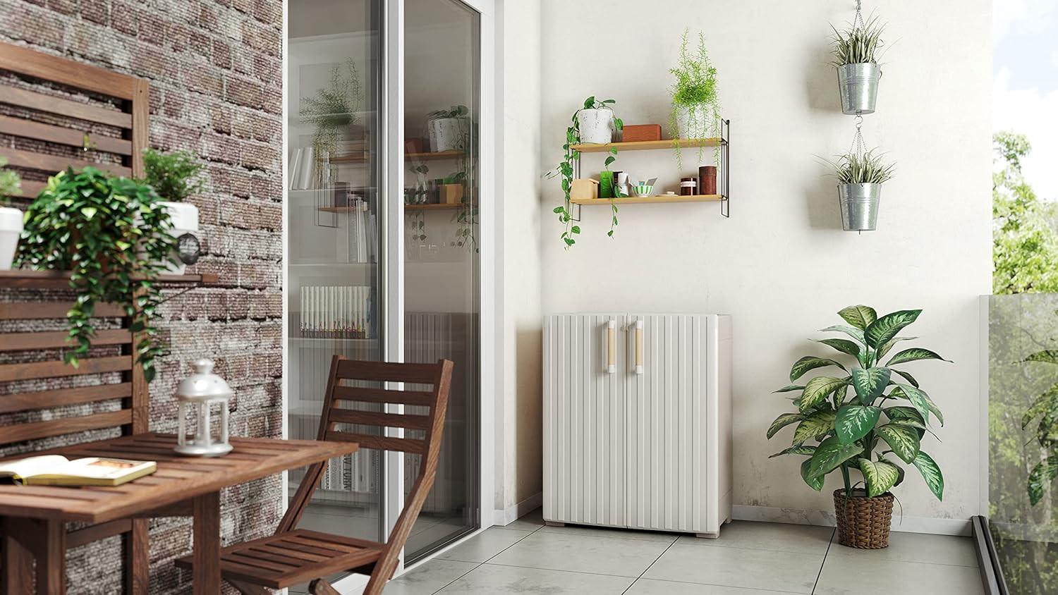 Univerzálna skriňa z plastu béžová - béžová, Modern, drevo/plast (80/98/45cm)