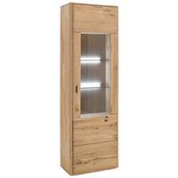 Vitrine Ravello B: 66 cm Massiv Eichefarben - Eichefarben, Design, Glas/Holz (66/208/38cm) - Livetastic